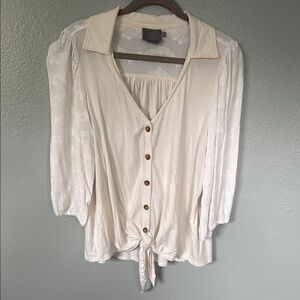 ANTHROPOLOGIE Vanessa Virginia Women's Cream Button-Down Top large
